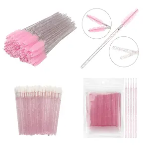 200Pcs Disposable Glitter Handle Makeup Applicator Set Including Mascara Brushes Lip Gloss Wands Cotton Swabs and Micro Brushes for Eyelash Extensions Lip Care Skincare Beauty Salon and Daily Use Kit Plastic Durable Pouch Cosmetic Clear Compact Cleansing