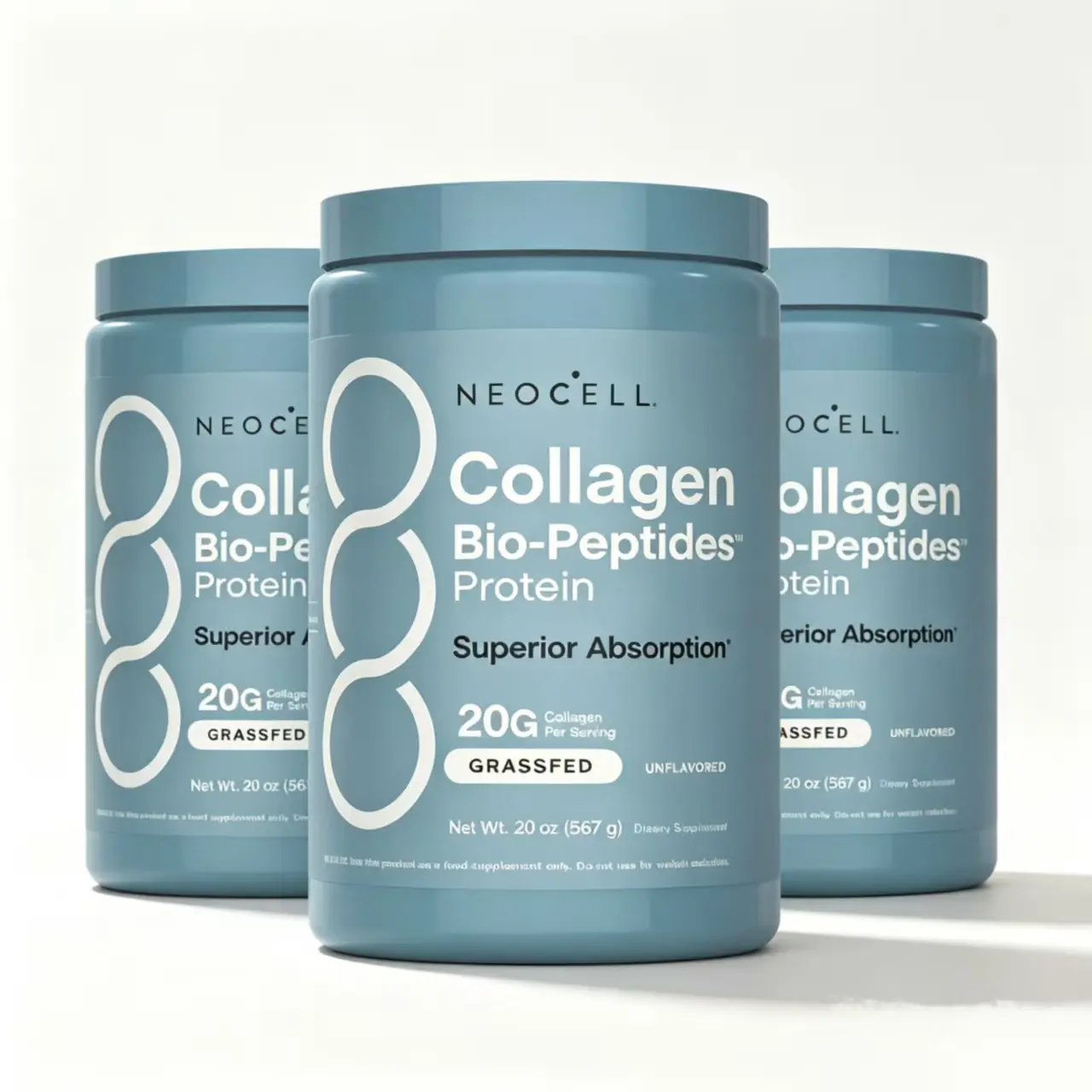 2 pack  NeoCell Collagen Bio-Peptides Powder - 20oz - Superior Absorption - Grassfed Protein Supplement - Advanced with 18 Essential Amino Acids