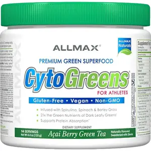 ALLMAX Naturals CytoGreens Super Green Powder - Premium Green Superfood for Athletes - Acai Berry Green Tea Flavor - Gluten-Free Vegan Non-GMO - Healthcare - Dietary Edible Supplement Vitamin Fitness Protein