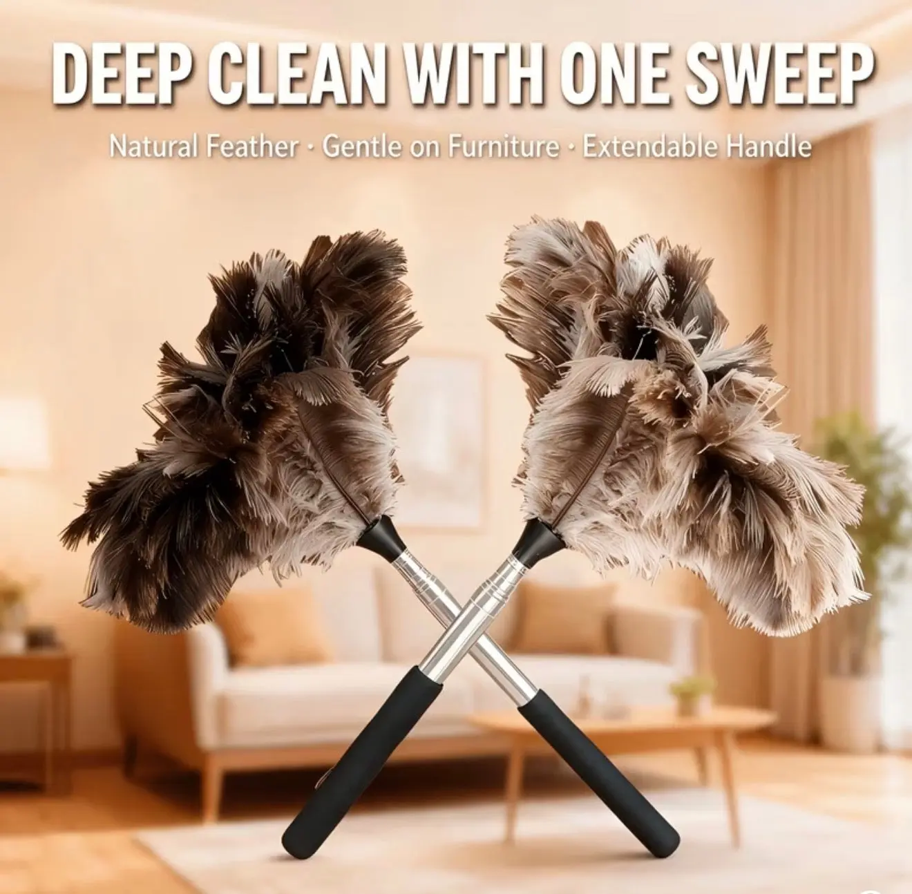 44 Inch Extendable Ostrich Feather Duster