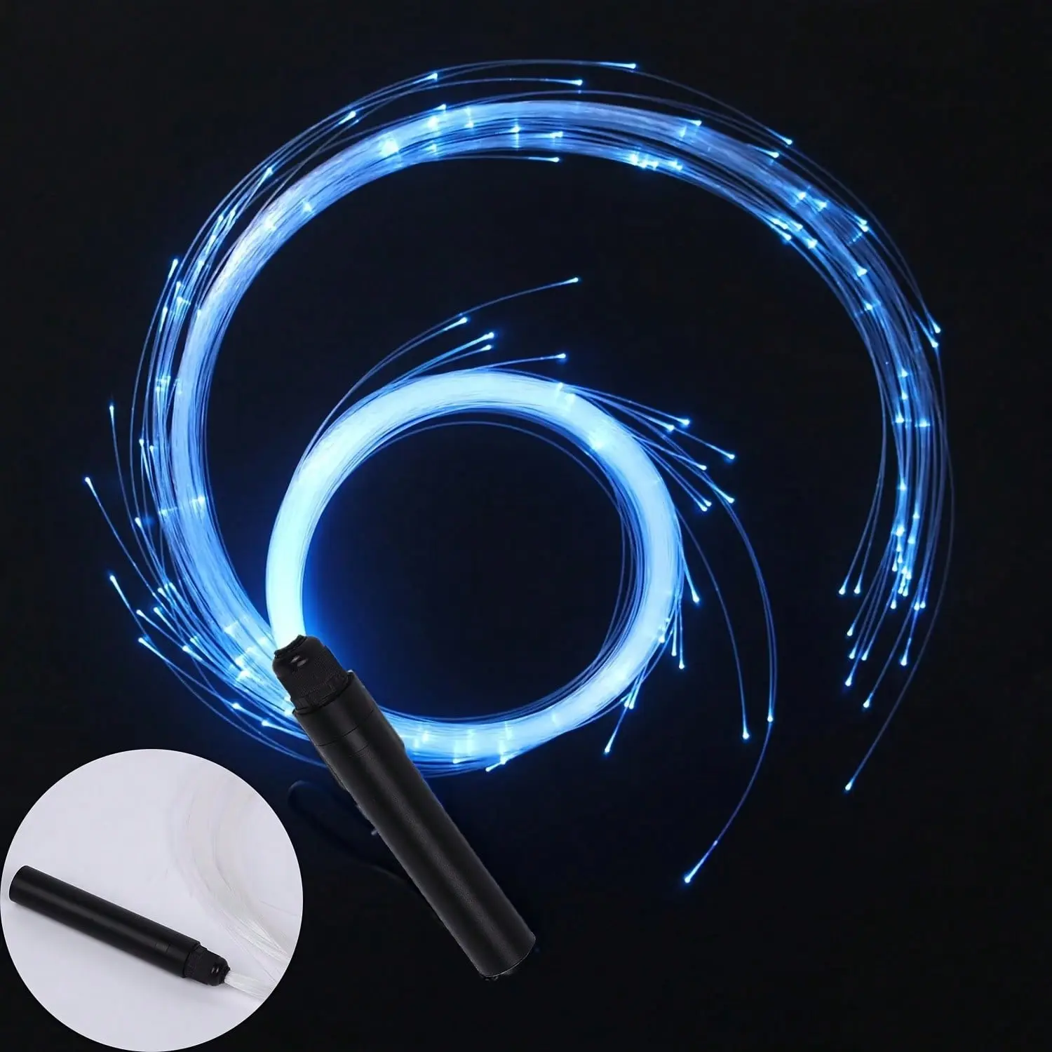 Fiber Optic Whip Light, LED Dance Whip with Aluminum Alloy Handle, 7 Color Effects, Led Effects Rechargeable, Durable Rave Toy for Party, Edm, Festival, Unique Gift