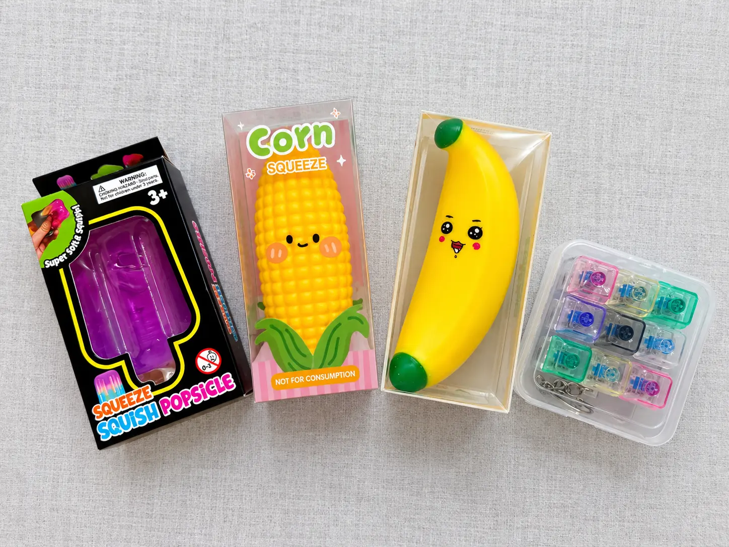 Squishy Starter Pack – 4-Piece Sensory & Fidget Toy Bundle!