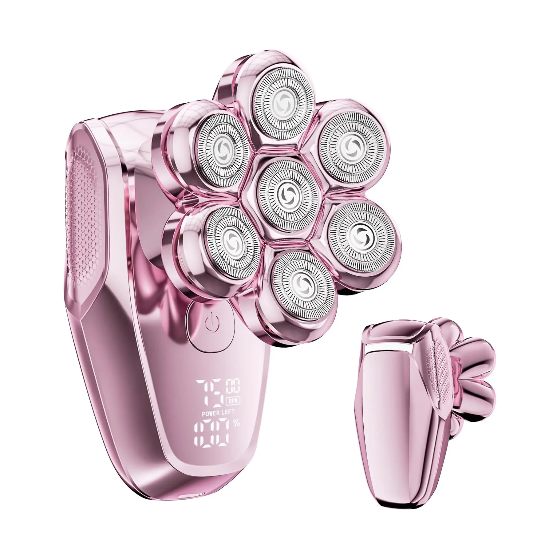Women's Rechargeable Electric Shaver - IPX8 Waterproof Shaver Kit, 7D Razor with LED Display, USB-C Charge Fast Charging, Smooth Pale Pink Wet/Dry Use