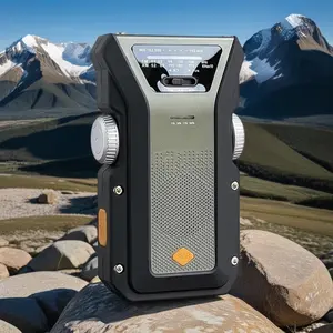 Portable Emergency Radio, Solar Charging, Hand Crank Generator, LED Flashlight, 4000mah Power Bank, Sos Alarm, USB Charging, Outdoor Camping