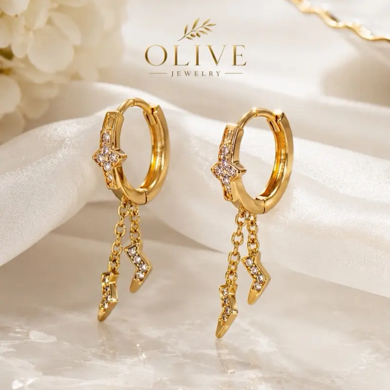 Olive Jewelry lightning bolt earrings - perfect for everyday wear brass non tarnish material