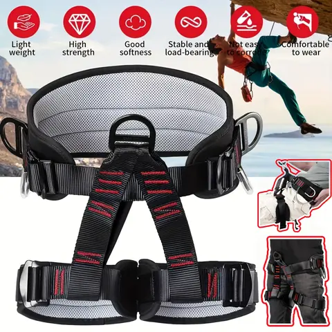 THOEDPRIX Professional Heavy-Duty Polyester Safety Harness - 2.2 lbs Thick Belt, Adjustable Straps, Breathable Mesh, Reflective Strips, 300kg Load Capacity, 3D-Ring Safety Core, 2 Roof Tool Hooks - Stable & Load-Bearing for Welding, Construction Men