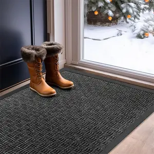 Mibao Front Door Mat, Heavy Duty Durable Welcome Mat for Outdoor Indoor, Dirt Trapper Waterproof Super Absorbent Door Mat for Entryway Outside Patio Porch,...