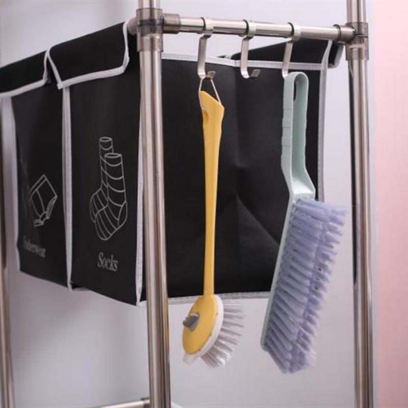 2-3 Tier Laundry Hamper with Removable Fabric Bins, Freestanding Laundry Sorter Organizer with Hooks, Foldable Sorting Basket for Bedroom, Bathroom & Dorm (3-Tier)