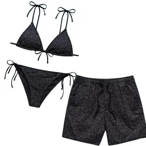 Camo Matching Couple Swimsuits Set, BF and GF Matching Swimsuits, BF and GF Swimsuits, Camo Bikini Set for Women, Matching Duck Camo Swimwear Set for Couples, Couple Trendy Camo Bikini And Short, Summer Beach Vacation Outfit