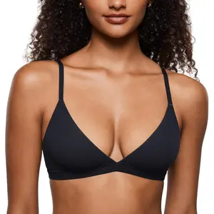 Women's Inbarely Triangle Bralette Plunge Unlined Seamless Bra No Underwire Sexy Comfortable Everyday