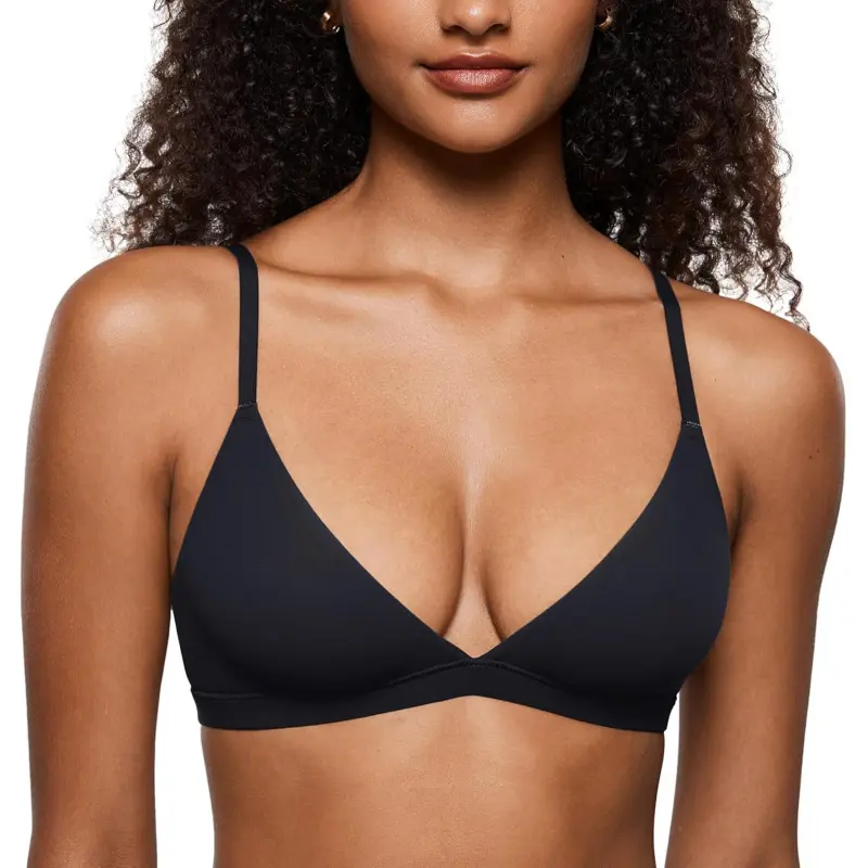Women's Inbarely Triangle Bralette Plunge Unlined Seamless Bra No Underwire Sexy Comfortable Everyday