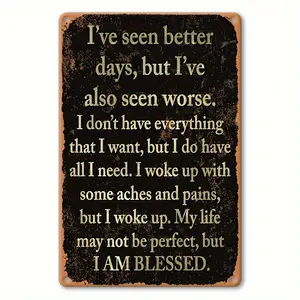 2D An Iron Yard Sign with Inspirational Quotes, 20 by 30Cm- Weatherproof Wall Hanging Multi-Purpose Sign for Homes, Porches, Garages, Cafes, Clubs, Farmhouse Wall Art - Fun Poster with English Text
