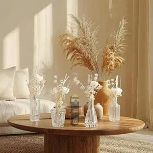 Muha Medds Reed Diffuser Set, Reed Diffuser Bottle Empty Refillable Fragrance Glass Diffuser Bottles, Flower Diffusers for Home Bathroom and Bedroom Decor