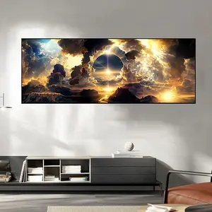 1 piece, modern art poster and printing, sky, white clouds, mountains and rivers, oil painting, natural landscape, living room canvas, abstract decorative painting, mural, canvas, frameless