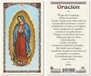 Prayer Card Oracion De Virgen De Guadalupe Madre De America SPANISH Laminated HC-S