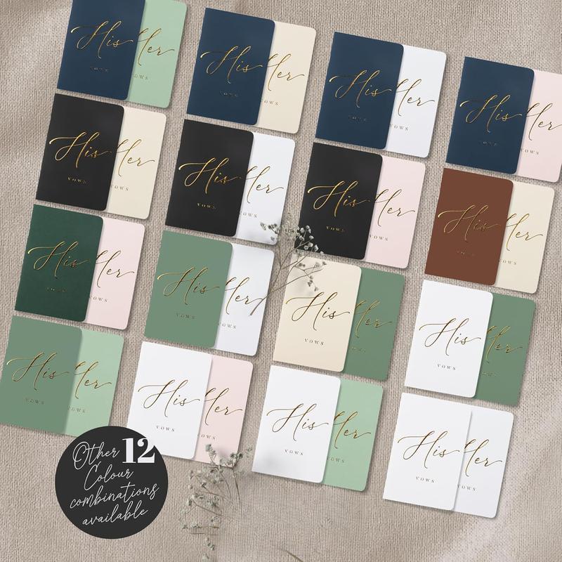 Wedding Vow Book for Her & Him, Soft Touch,  Foil, 28 Lined Pages, Vow Books His and Hers, Wedding Essentials, Wedding Registry Ideas, His and Hers Gifts [Mint & Sage]