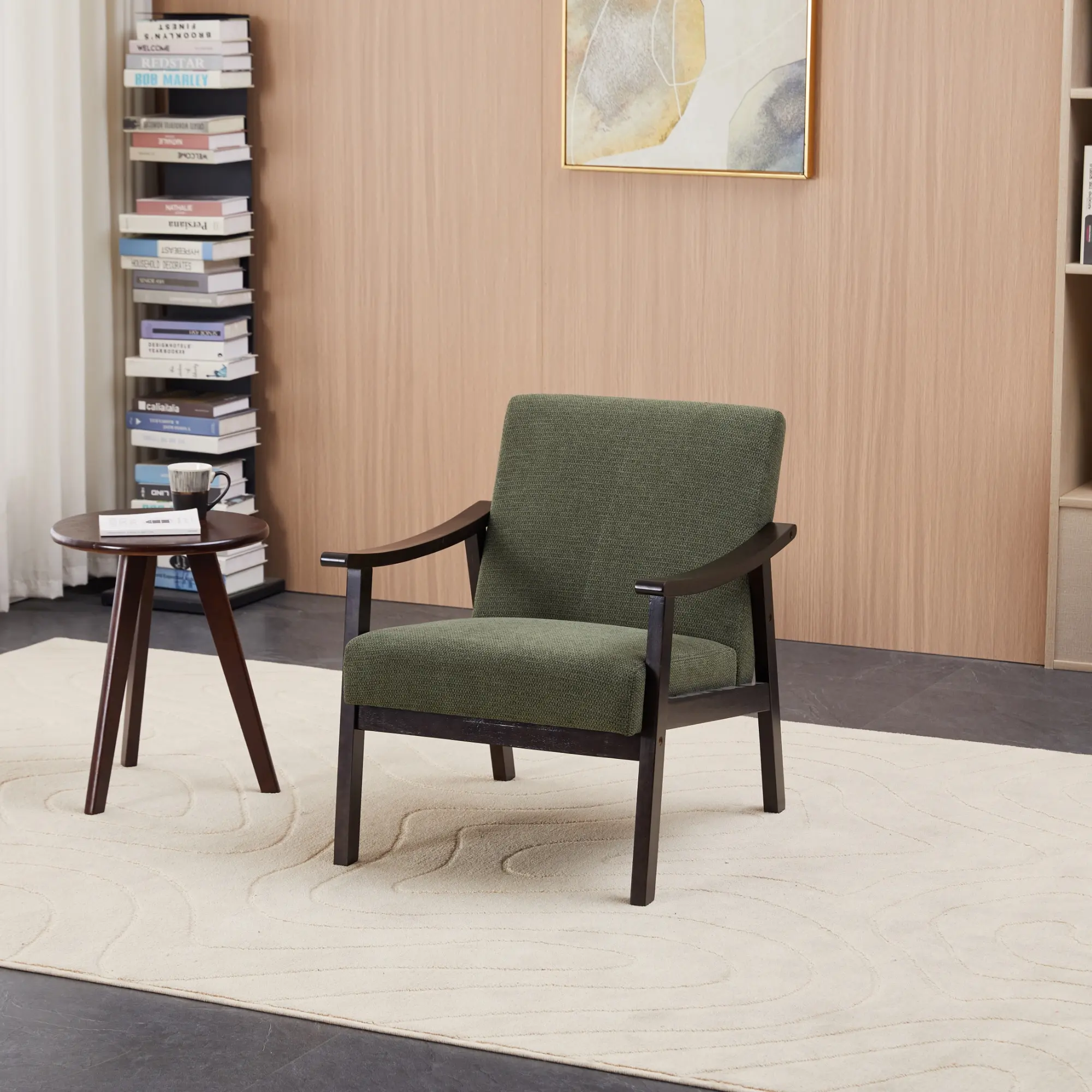 Antique Green Medieval-Inspired High-Back Velvet Upholstered Armchair with Armrests, Solid Wood Legs, Optimal Cushioning, Expert Craftsmanship, Vintage Charm, Adaptable Size, Durable Stability, Modern Touch - for Living Room Reading, Entertaining Guests