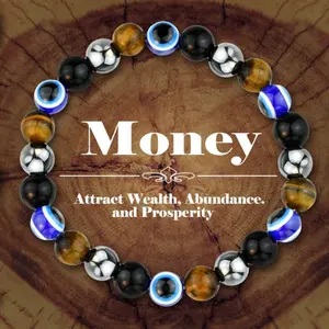 1 Wealth & Protection Bracelet - Tiger's Eye and Obsidian Bracelet Women's and Men's Jewelry Gifts Daily Wear Symbolizes Prosperity, Success and Wealth Beaded Gemstones Natural Agate Smoky Quartz