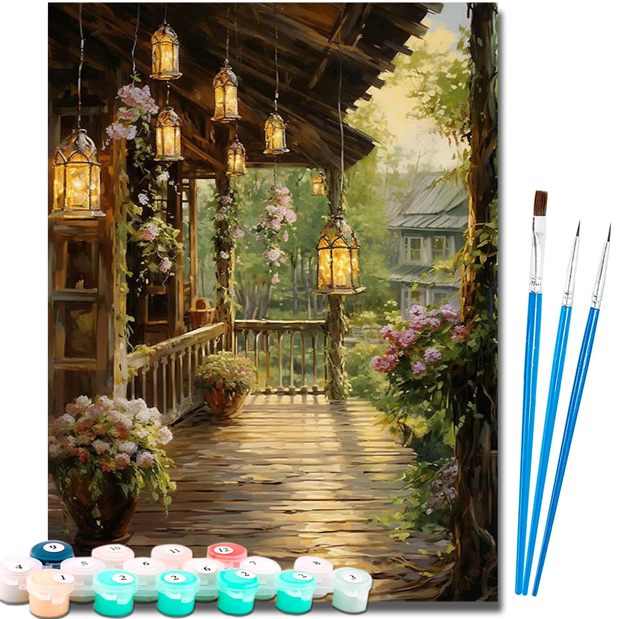 Paint by Number Kits for Adults Beginners, Easy Acrylic Simple Paint by Number Kits, DlY Watercolor Paint by Numbers Kits on Canvas Without Frame for Home Wall Decor Home Decoration 16x20inch