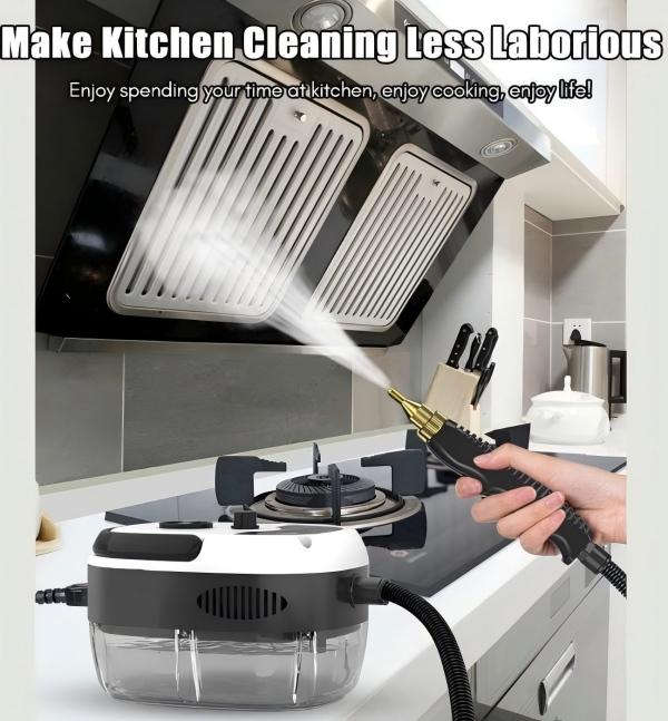 Multi-Purpose Handheld Steam Cleaning Tool | Portable Cleaning Tool with Brush Heads for Home Kitchen Car & Garage Use