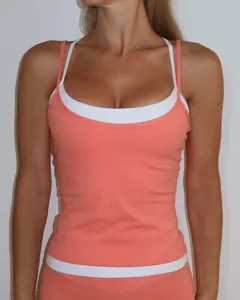 Double Layer Sporty Tank - Guava & White