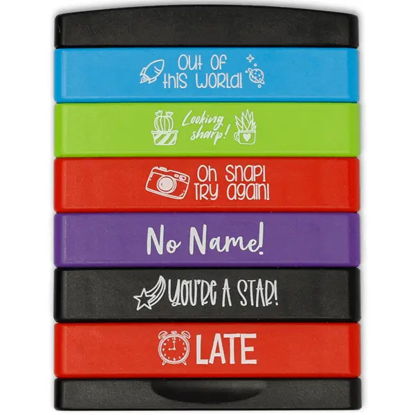 Fun Stackable Teacher Stamps for Classroom Grading - Set of 6