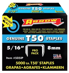 Staples T50 Staples (505IP Model) - Contractor Pack, 5000-Count, 0.31 in. - Computers & Office Equipment Parts, Supplies
