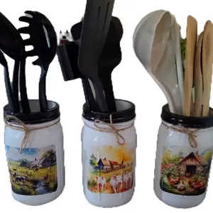Mason Jar Utensils Holders - Perfect Organiser