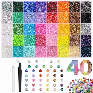 40-Colors Jelly Rhinestones Synthetic Beads Kit 40000Pcs for DIY Crafts, Bedazzling, Pixel Art & Home Decor | 3mm Multicolor Resin Flatback Beads for Nail Art, Jewelry Making, Crafts & Custom Accessories, Kids & Teens Creative Gifts