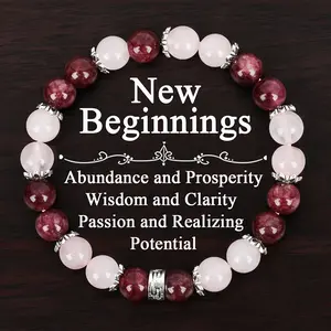 GADASLUY Luxury Retro Natural Stone Friendship Bracelet, Garnet and Rose Quartz Bead Jewelry, Perfect Gift for Best Friends and Partners, Handmade, Ideal Present