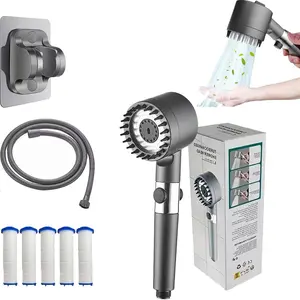 Multifunctional Massage Handheld Shower Head | High-Pressure Skin Beauty | 3-Setting 4-in-1 Detachable | with 47" Hose, Bracket & 5 Filters