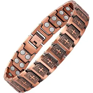 2X Magnetic Bracelet, 99.99% Pure Copper Fashion Personality Cross Retro Men's Bracelet, Adjustable Bracelet Father's Day gift