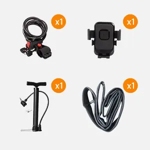 Movcan 4-piece set: lock, inner tube, pump, and phone holder.