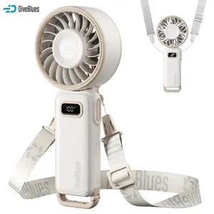 DiveBlues D6036 Portable Handheld Turbo Fan 15 Hours Battery Operated 100 Gear Speed 5-in-1 Foldable for Summer Travel Outdoor Activities Beach Indoor Office Desk Multifunctional Fan