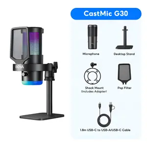 【MothersDayGift】BOYA CastMic G30 USB gaming microphone with RGB lighting and noise cancellation for trimming on PC and phone, genuine product