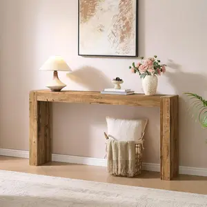 PieDle Furniture Rustic Long Console Table Reclaimed Solid Wood Console Table for Entryway, 63" Long Rectangular Sofa Table Behind Couch, Modern Farmhouse Hallway Entry Table for Living Room, Hallway, Foyer, 10 Mins Easy Assembly