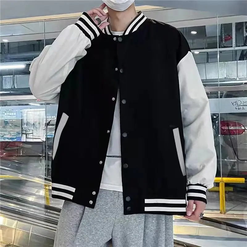 Splicing baseball jersey: black and whit