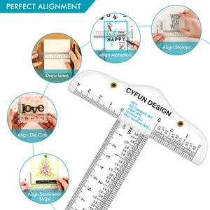 6 inches T-Square Ruler Clear Acrylic Inches And Metric Measurements Straight Ruler DIY Drawing Tool Art Supplies Stationery Portable Measuring Tool