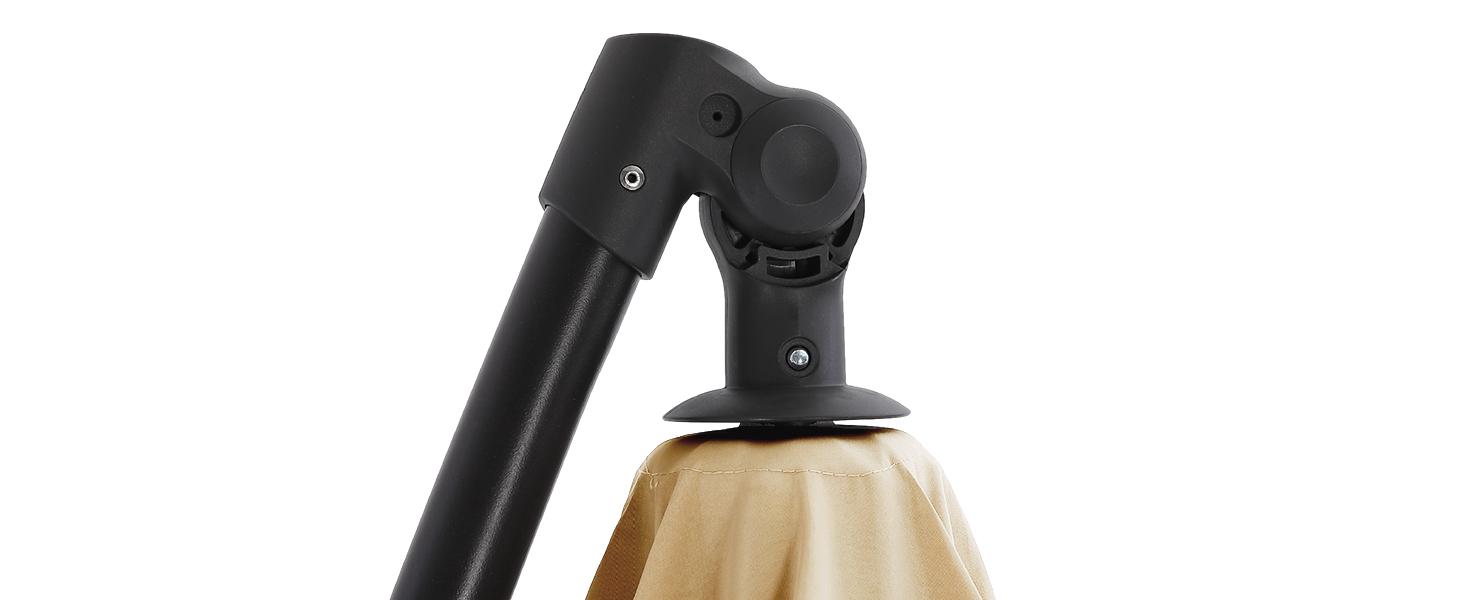 10ft Solar Lights Offset Cantilever Patio Umbrella - with Light and Base, LED Lighted Offset Hanging Patio Outdoor Market Umbrella UPF50+ UV Protection with Easy Tilt and Crank for Pool Deck & Garden