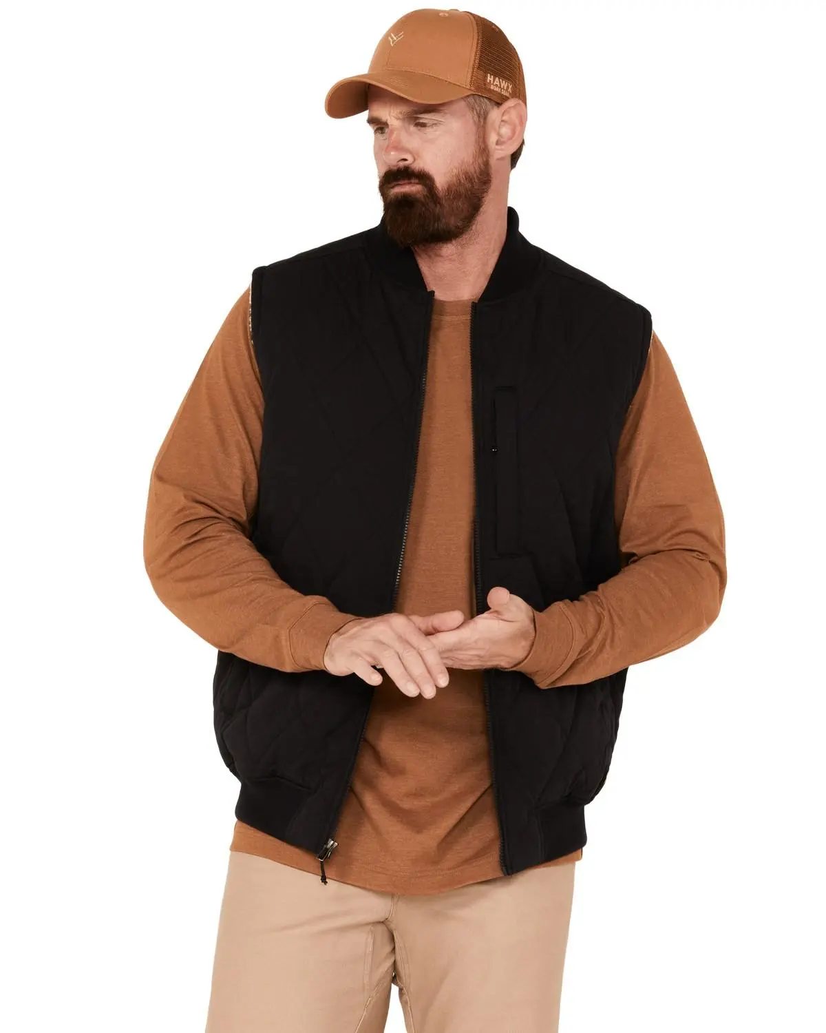 Hawx Men's Quilted Nylon Work Vest - Hxfa23v27-Blk