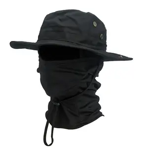 Wide-brimmed Hat Balaclava Unisex Mixed Set Men Sunscreen Boonie Cap for Hiking Camping Fishing Adjustable Drawstrings Camo Patterns Summer Outdoor Hat