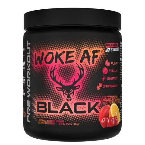 Woke AF BLACK Edition Pre-Workout | 333mg Caffeine, Fulvic Minerals, Triple Stimulant | Fitness Supplement
