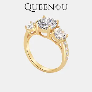 【919-CS】Valentine's Flash Luxurious sparkle Trinity Synthetic Moissanite Rings Total 3.6CT