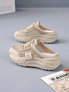 Women's Trendy Outdoor Casual Shoes, One-Step Lace-Up Low Top Comfortable Breathable Spring Summer Walking Shoes, Low Top Trainer