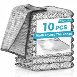 10 Counts Set Non-Scratch Steel Wool Dishcloth - Multi Purpose Wire Dishwashing Rags Kitchen Towels and Dishcloths Sets Durable Cleaning Pads Bathroom Home Essentials Cleaning Supplies Tools，Essential Kitchen Items for Christmas G