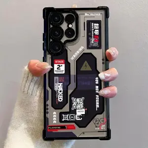 Mecha-Style Graffiti Phone Case Compatible with Samsung Galaxy S25 S24 S23 S22 S21 FE Ultra Plus 4G 5G, Transparent Soft Back Cover for Drop Protection. Protector Screen Protector Cellphone Protective Smartphone Shockproof Casing phone cases