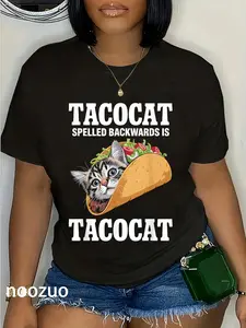 100% Cotton TACOCAT SPELLED BACKWARDS IS TACOCAT Tacocat Funny Cat T-Shirt