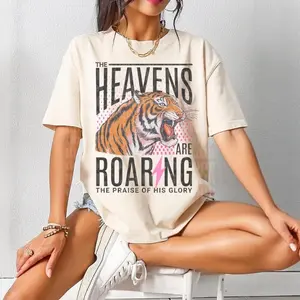 [ New Collection For Women ] [ 100% Cotton ] The Heavens Are Roaring Tshirt, Bible Verse Shirt, Religious Shirt, Christian Shirt, 80s Faith Shirt, 90s Aesthetic Clothing, Gift For Women, For Mom, Womenswears.