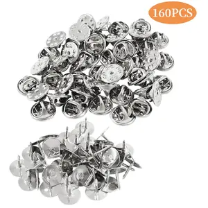 160 Pieces Metal Pin and Pin Backings, 8mm Length 4mm Width Blank Pins for DIY Enamel Pins Jewelry Gift Craft Making