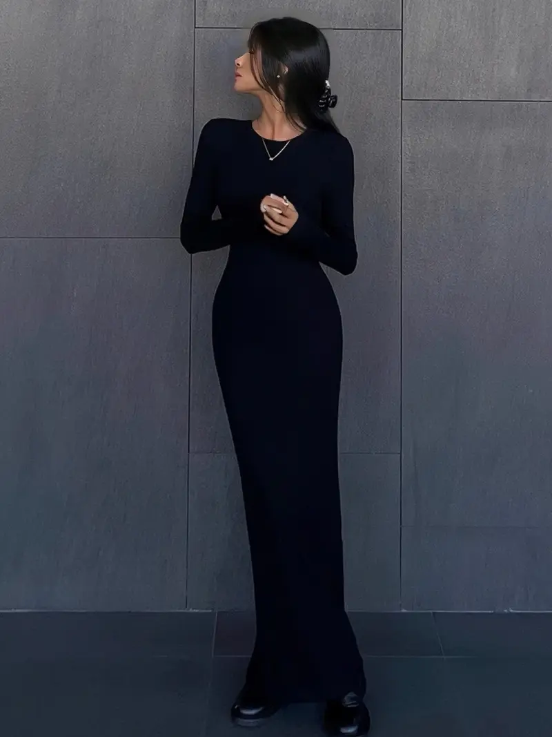 black long sleeve bodycon dress - TikTok Shop